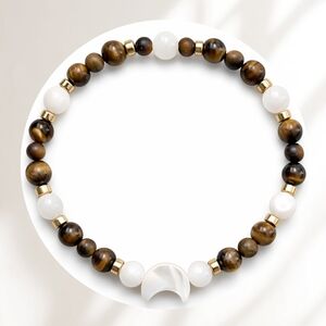 Elegant Gold GENUINE Mother of Pearl, Hematite, and Tiger's Eye Bracelet
